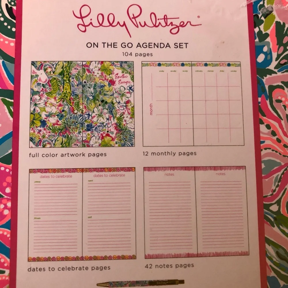LILLY PULITZER ON THE GO AGENDA SET WITH MATCHING PEN
